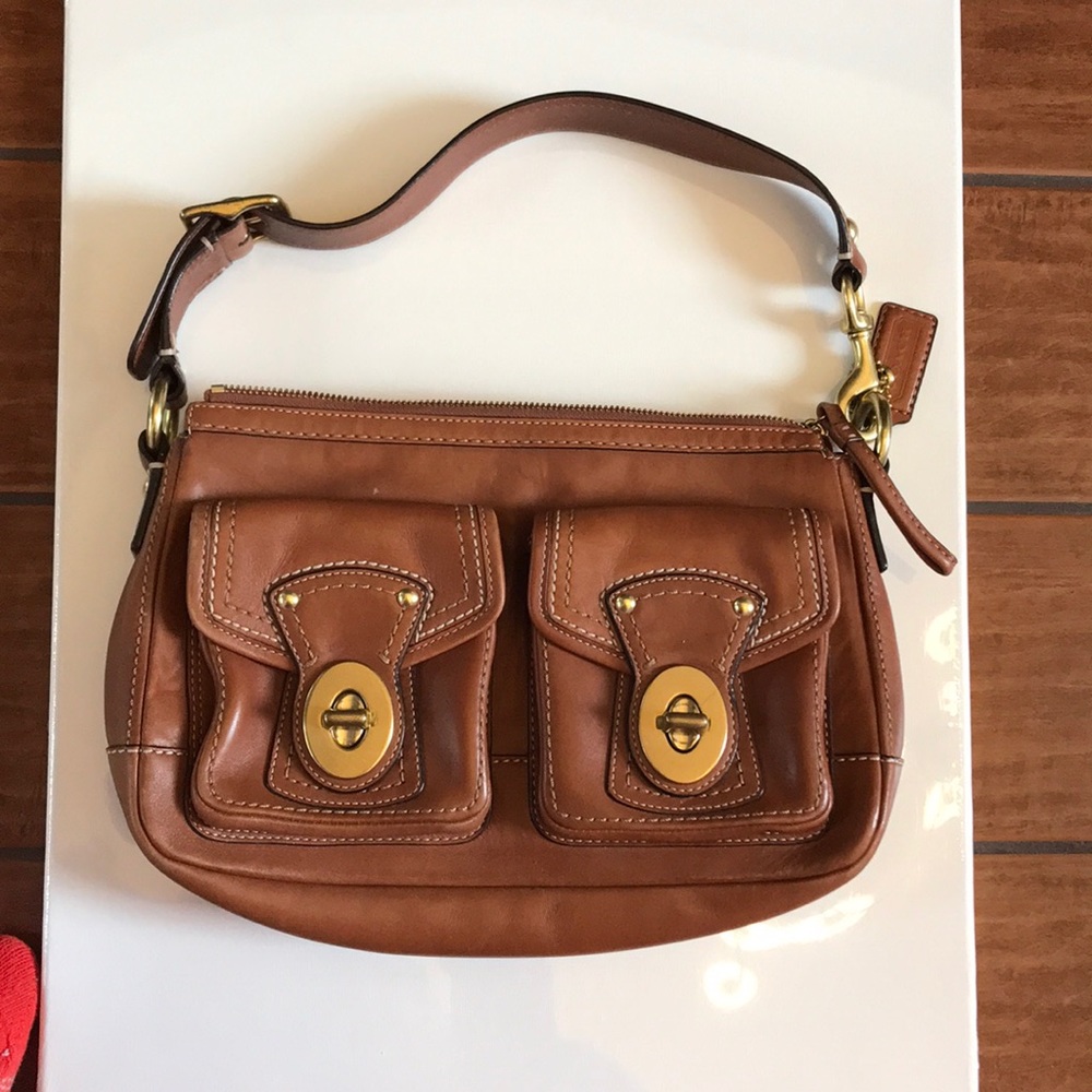 Coach Legacy tan leather turnlock shoulder bag